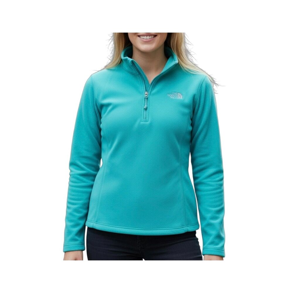 The North Face Girls Turquoise Fleece 1/4 Zip Sweatshirt | XL